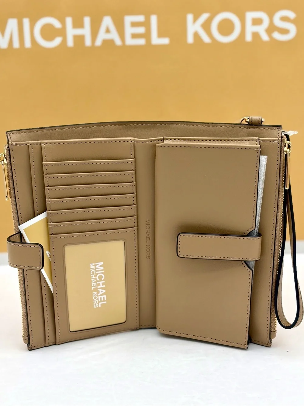 MICHAEL KORS JST Lg Double Zip Printed Signature Logo Wristlet Wallet
